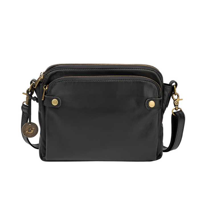 "Stijlvolle leren crossbody schoudertas met verstelbare riem in elegante kleur en ruime opbergruimte voor dames."