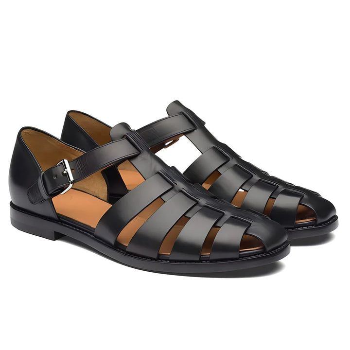"Stijlvolle leren gladiator sandalen voor heren met stevige rubberen zool, antislip en duurzame bandjes voor comfort."