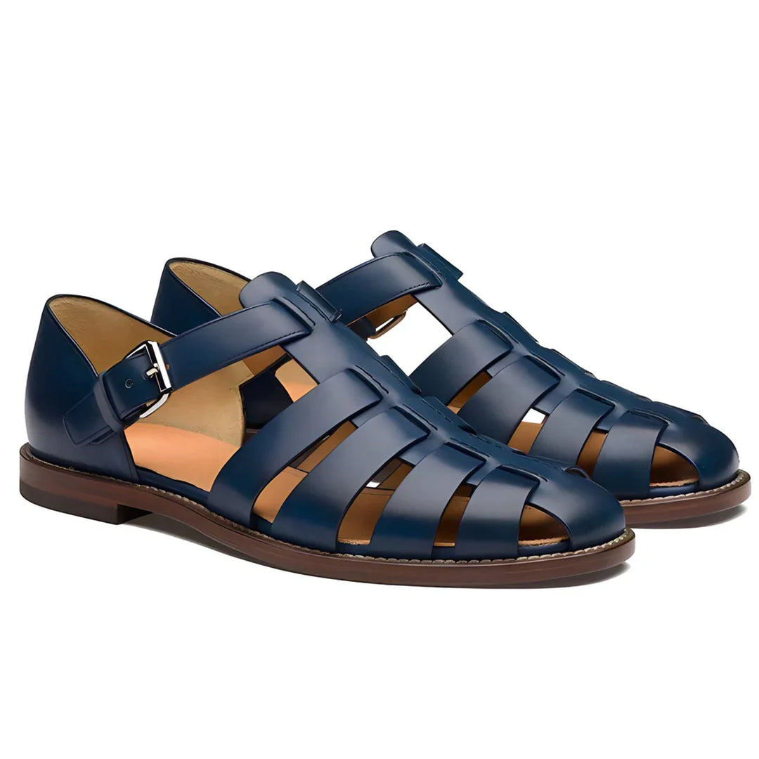 "Stijlvolle leren gladiator sandalen voor heren met stevige rubberen zool, antislip en duurzame bandjes voor comfort."