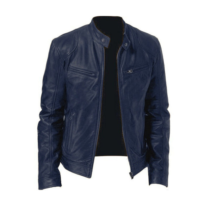 "Stijlvolle leren zomerjas voor heren in biker design, met een tijdloze en stoere uitstraling, perfect voor modebewuste manne