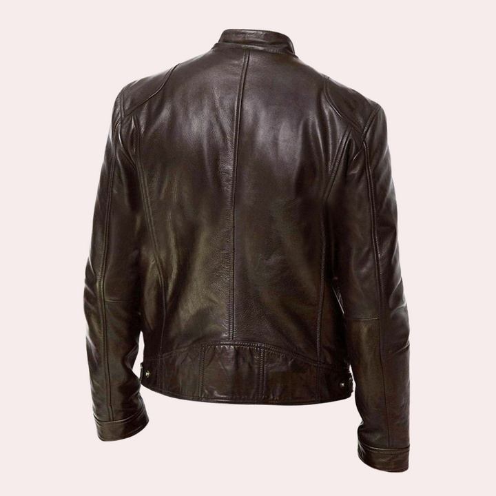 "Stijlvolle leren zomerjas voor heren in biker design, met een tijdloze en stoere uitstraling, perfect voor modebewuste manne