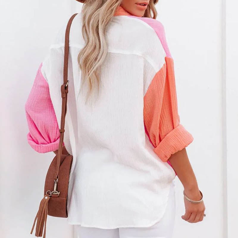 "Stijlvolle lichtgewicht zomerblouse voor dames met elegante moderne details, perfect voor warme dagen en veelzijdige looks."