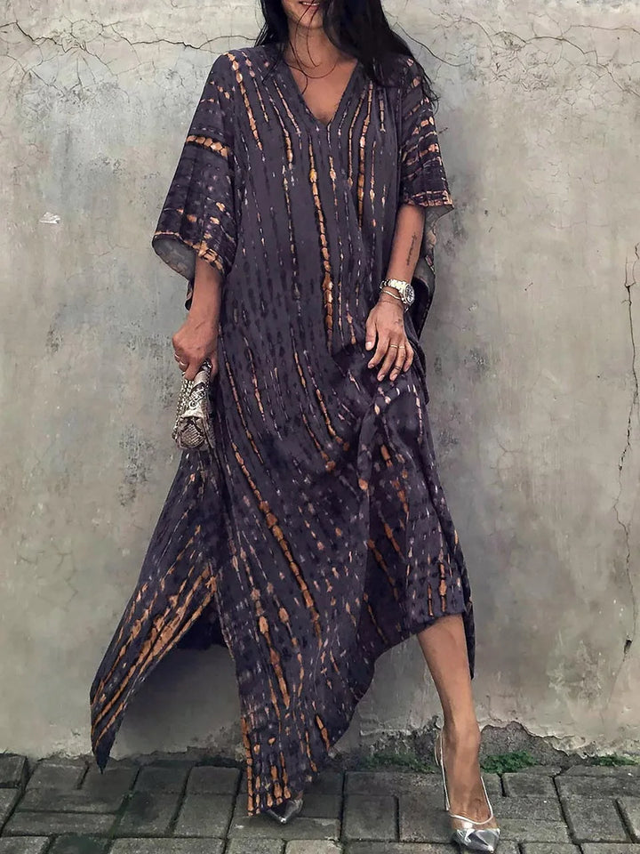 "Stijlvolle luchtige zomer kaftan maxi jurk voor dames, perfect voor stranddagen in exotisch design en ademende stof."