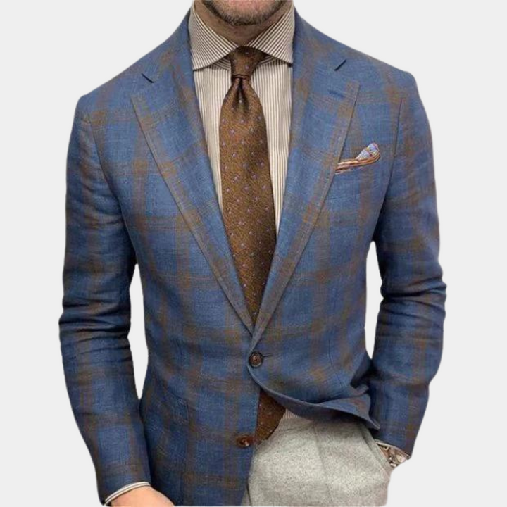 "Stijlvolle rode Oliver herenblazer, zomermode, met tweeknoopsluiting en licht ademend materiaal voor elke gelegenheid."