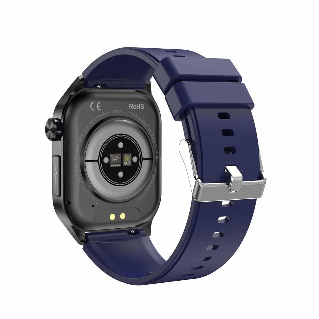 "Stijlvolle smartwatch met ECG, bloedsuiker- en bloeddrukmonitor, full-color touchscreen, waterbestendig."