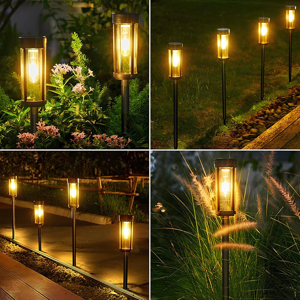 "Stijlvolle Solar Powered Torch Light voor tuin, duurzaam design, zwart, oplaadbaar zonnepaneel voor automatische verlichting