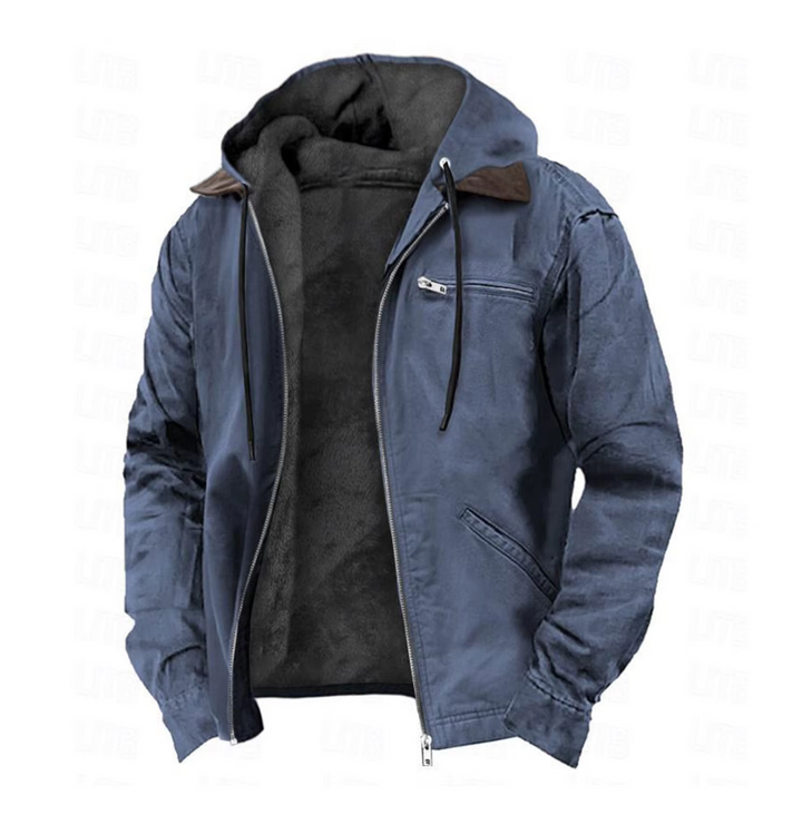"Stijlvolle Tristan herfstjas heren in bruin met capuchon, katoenmix, koordsluiting en praktische zakken, ideaal voor herfst.