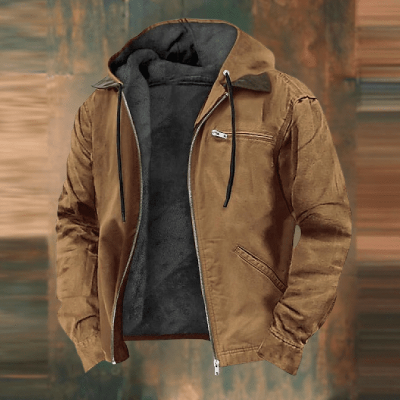 "Stijlvolle vintage heren winterjas, warm met ademend comfort, ideaal voor koude dagen, met functionele zakken."