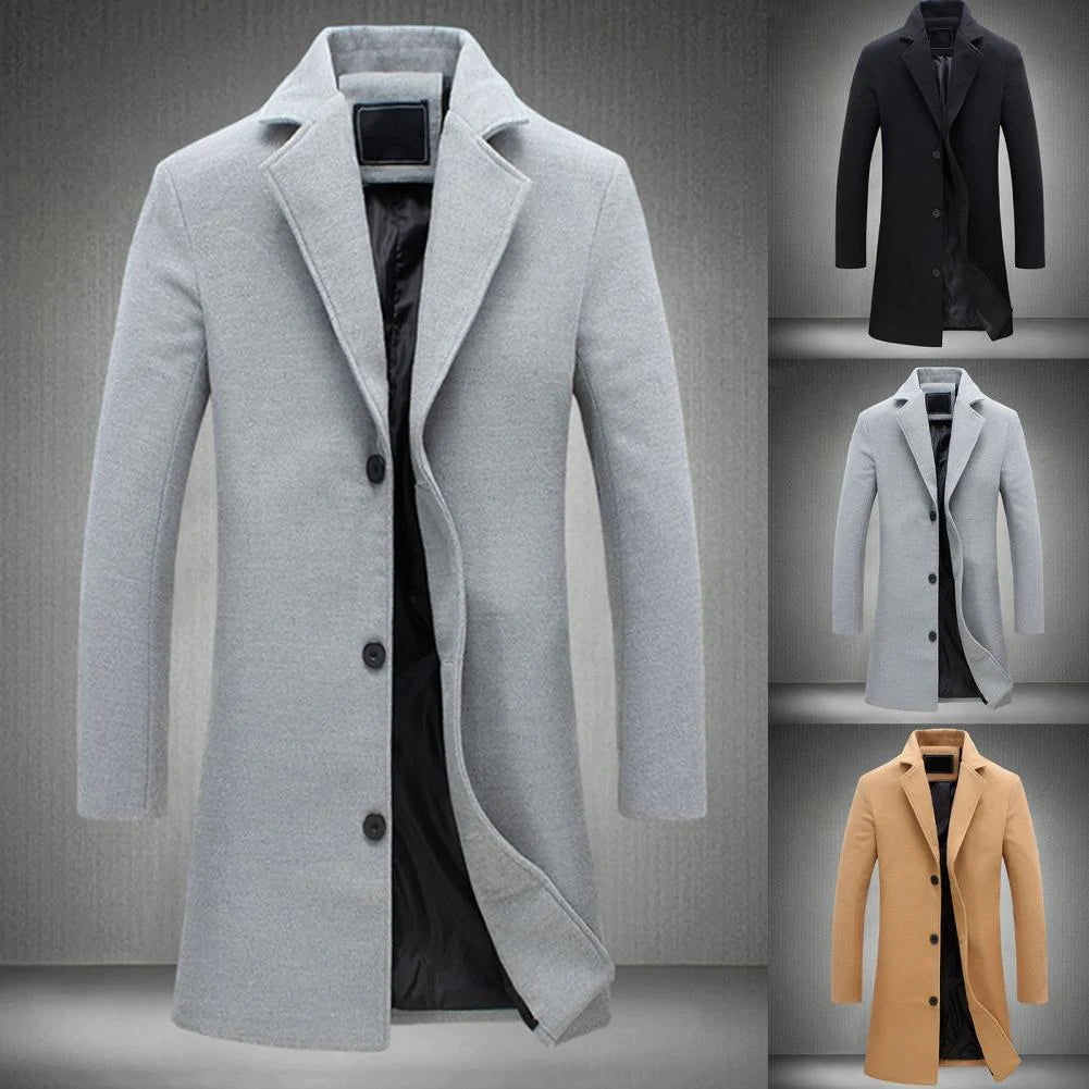 "Stijlvolle, warme lange parka jas voor heren, verkrijgbaar in zwart, beige, lichtgrijs; biedt elegantie en functionaliteit."