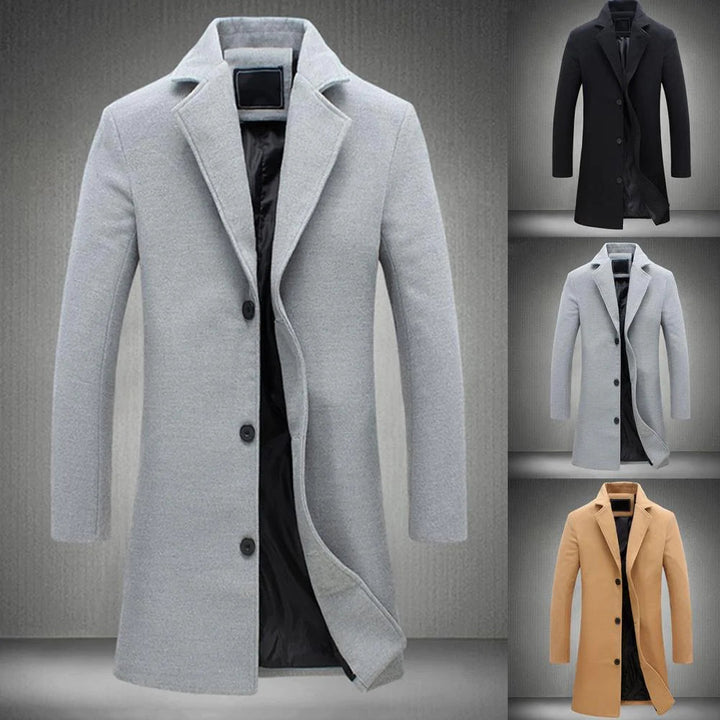"Stijlvolle, warme lange parka jas voor heren, verkrijgbaar in zwart, beige, lichtgrijs; biedt elegantie en functionaliteit."