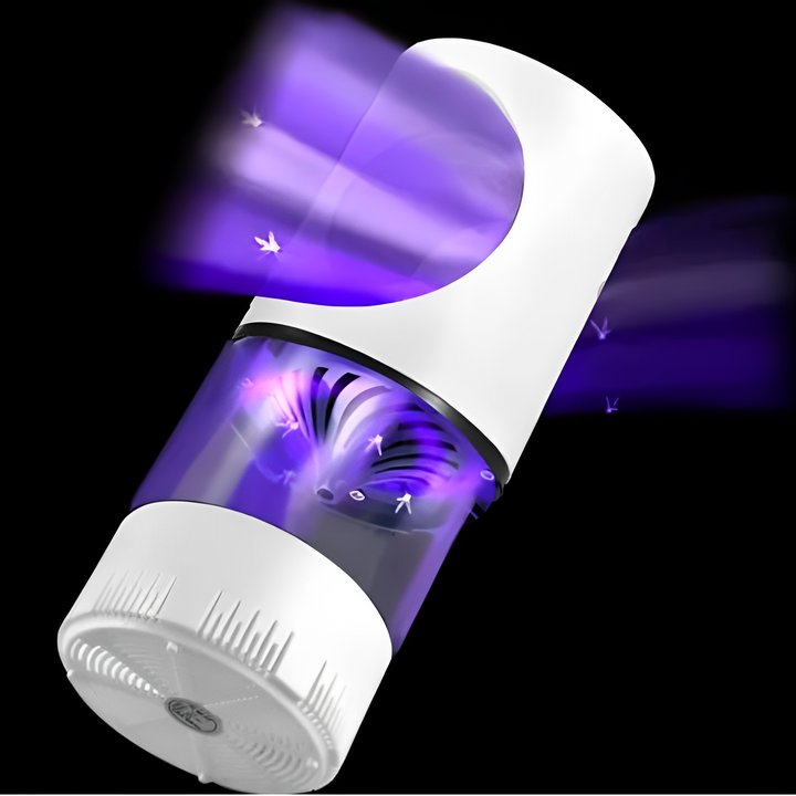 "Stille elektrische LED muggenlamp met UV-licht en ventilator, ideaal voor muggenbestrijding binnen en buiten."