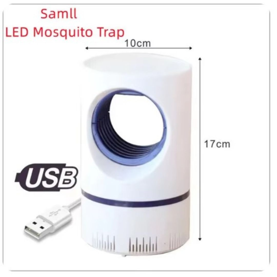 "Stille elektrische LED muggenlamp met UV-licht en ventilator, ideaal voor muggenbestrijding binnen en buiten."