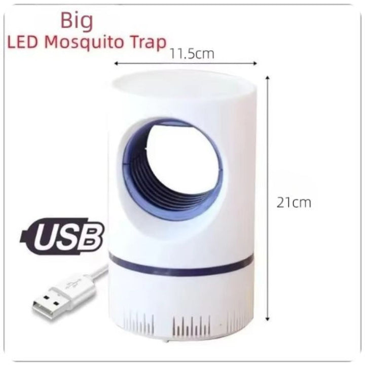 "Stille elektrische LED muggenlamp met UV-licht en ventilator, ideaal voor muggenbestrijding binnen en buiten."