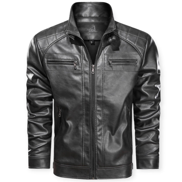 "Stoer leren jack met meerdere zakken, zwart of bruin, voor dames. Perfect voor elke gelegenheid, met robuust design."