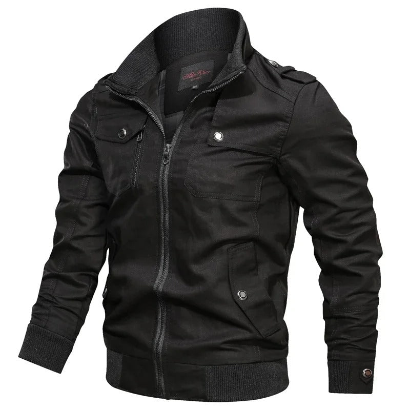 "Stoere zomerjas heren in motorfietsstijl, zwart; trendy en comfortabel voor lente en zomer, diverse kleuren beschikbaar."