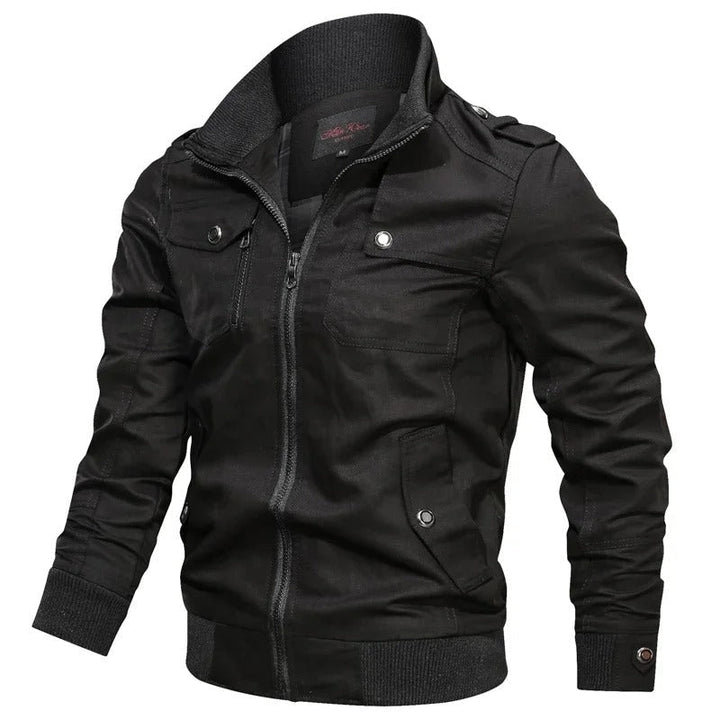 "Stoere zomerjas heren in motorfietsstijl, zwart; trendy en comfortabel voor lente en zomer, diverse kleuren beschikbaar."