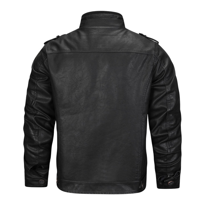 "Stoere zwarte leren jas voor heren met tijdloos design en duurzame pasvorm, perfect voor elke gelegenheid."