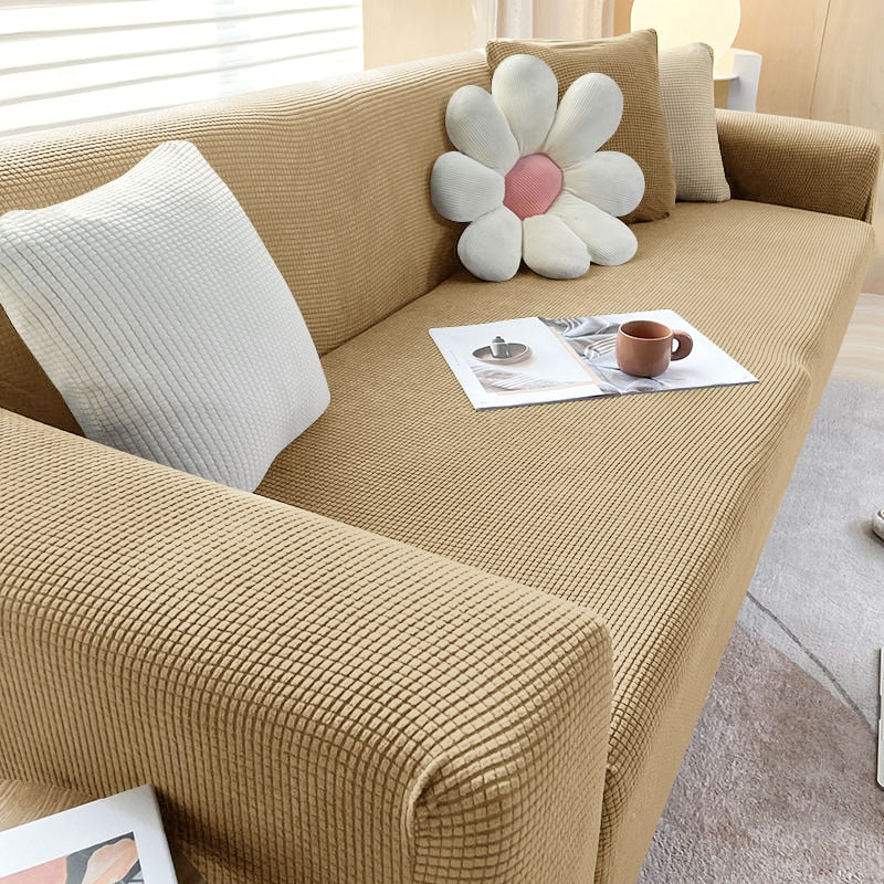 "StretchGuard rekbare bankhoes, elastisch, stijlvolle bescherming, antislip, perfecte pasvorm, modern interieurdesign"
