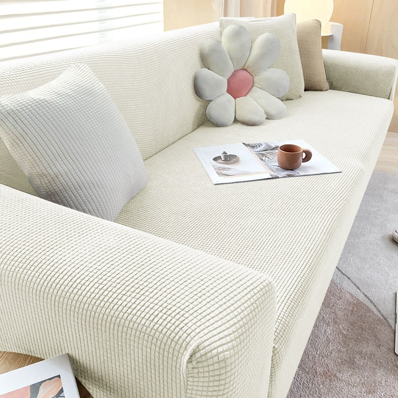 "StretchGuard rekbare bankhoes, elastisch, stijlvolle bescherming, antislip, perfecte pasvorm, modern interieurdesign"