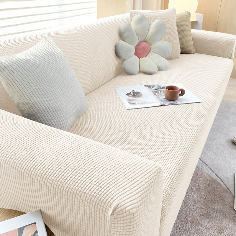 "StretchGuard rekbare bankhoes, elastisch, stijlvolle bescherming, antislip, perfecte pasvorm, modern interieurdesign"