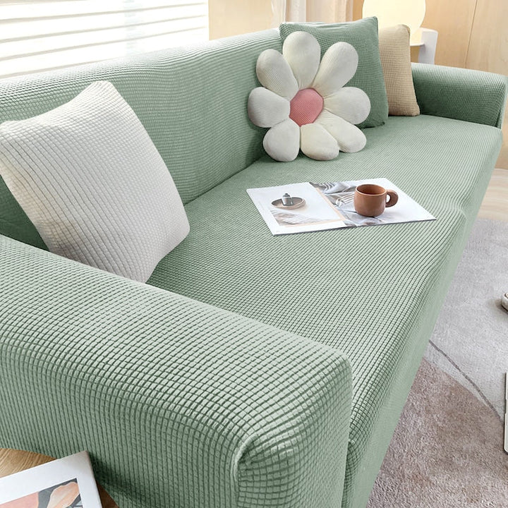 "StretchGuard rekbare bankhoes, elastisch, stijlvolle bescherming, antislip, perfecte pasvorm, modern interieurdesign"
