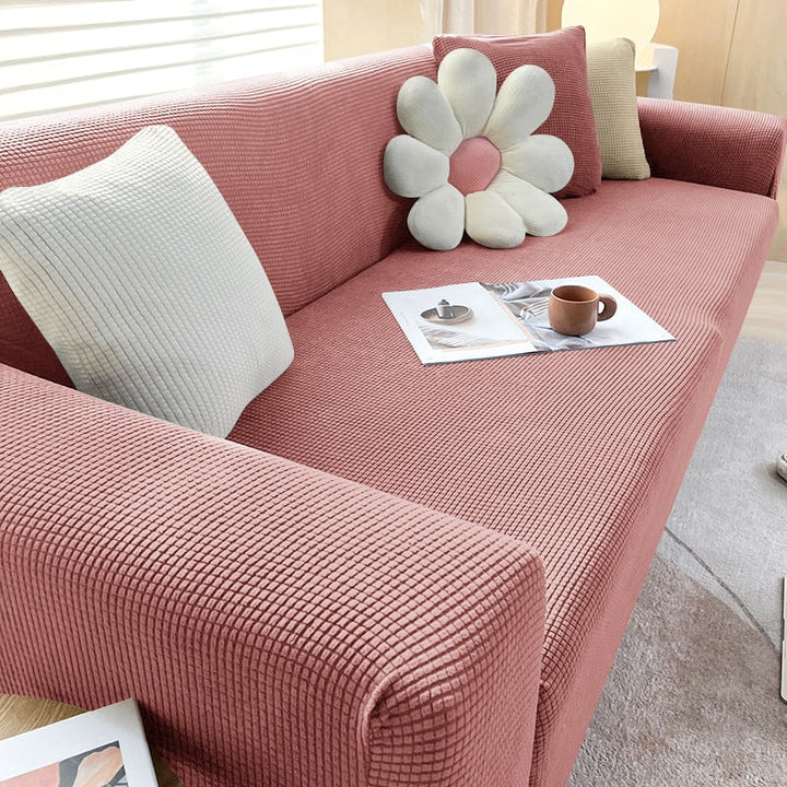 "StretchGuard rekbare bankhoes, elastisch, stijlvolle bescherming, antislip, perfecte pasvorm, modern interieurdesign"