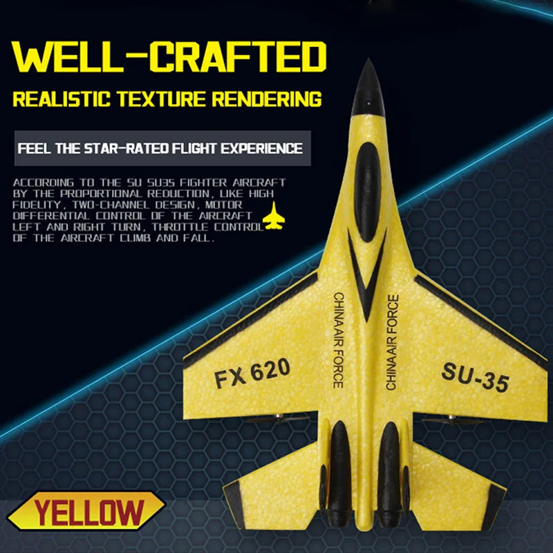 "SU-35 RC straaljager 2.4G, gedetailleerd ontwerp met krachtige motor, kest van flexibel EPP-schuim, opvallende kleur."