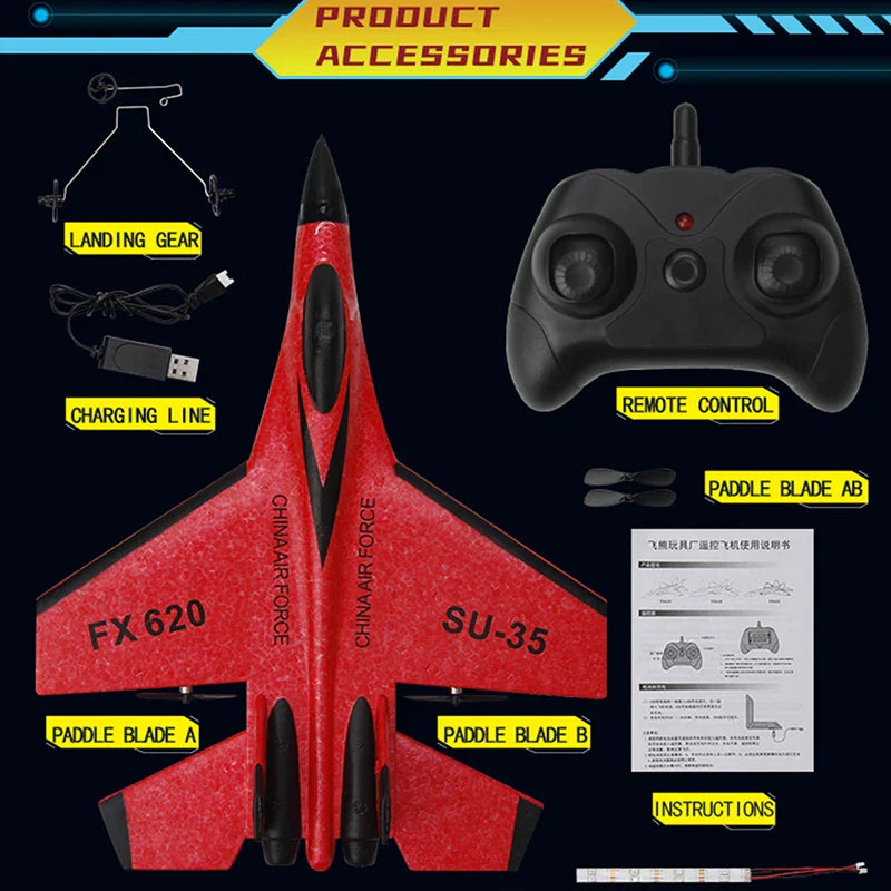 "SU-35 RC straaljager 2.4G, gedetailleerd ontwerp met krachtige motor, kest van flexibel EPP-schuim, opvallende kleur."