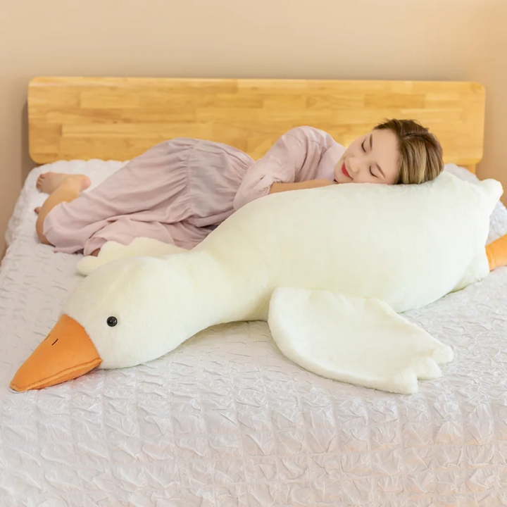 "Superzacht knuffel gans kussen, pluche speelgoed met speels ontwerp en verschillende afmetingen, perfect voor comfort."