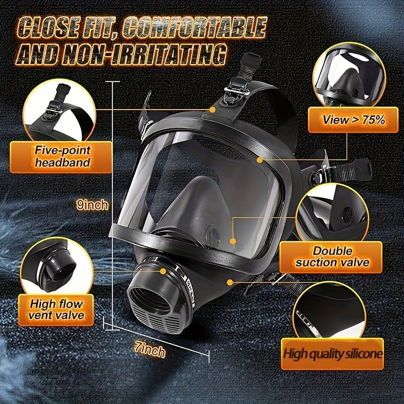 "Tactisch volgelaatsgasmasker met 40mm filter, volledige gezichtsbedekking, comfort pasvorm voor chemische veiligheid"