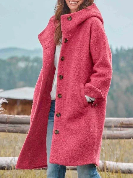 "Teddy winterjas dames, oversized met capuchon, zachte teddy-stof, perfecte jas voor koude dagen, elegant en warm."