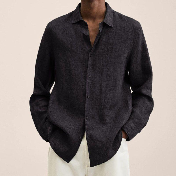 "Tijdloos Felix herenoverhemd blauw, ademend en stijlvol, perfect voor zowel casual als formele gelegenheden."