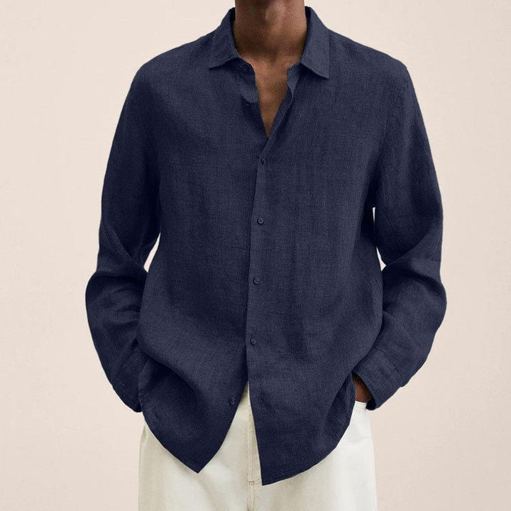 "Tijdloos Felix herenoverhemd blauw, ademend en stijlvol, perfect voor zowel casual als formele gelegenheden."