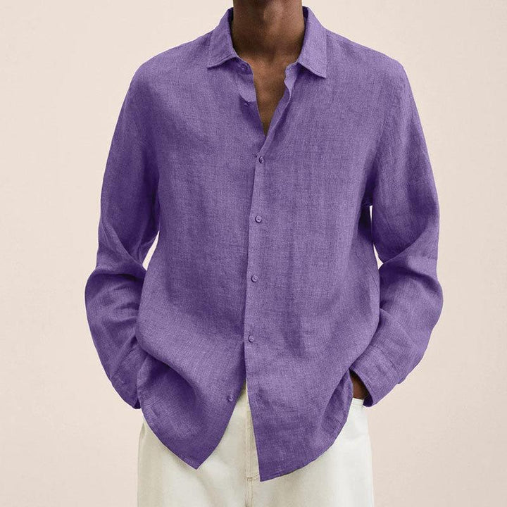 "Tijdloos Felix herenoverhemd blauw, ademend en stijlvol, perfect voor zowel casual als formele gelegenheden."