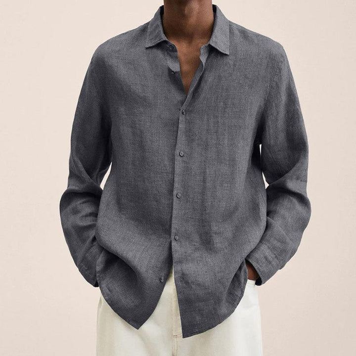 "Tijdloos Felix herenoverhemd blauw, ademend en stijlvol, perfect voor zowel casual als formele gelegenheden."