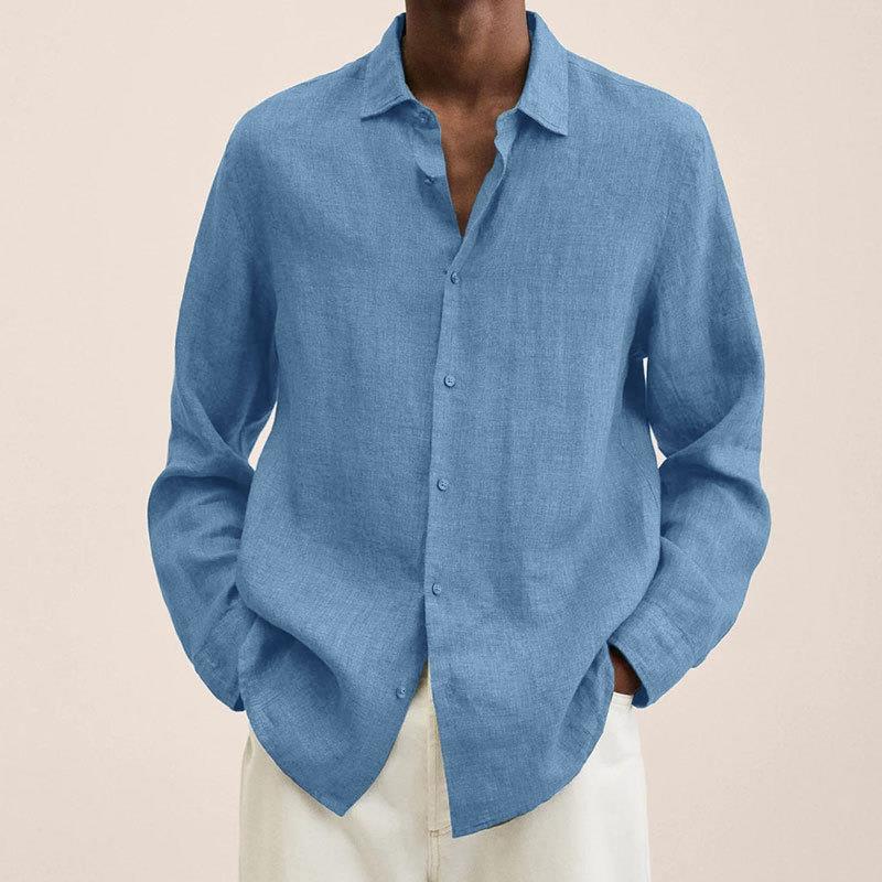 "Tijdloos Felix herenoverhemd blauw, ademend en stijlvol, perfect voor zowel casual als formele gelegenheden."
