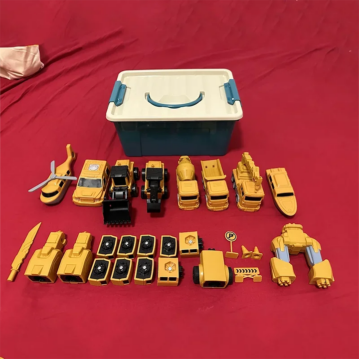 "Transformeerbaar speelgoed: MagnaMix™ graafmachine & mixer, kleurrijke set stimuleert creativiteit en spelplezier."