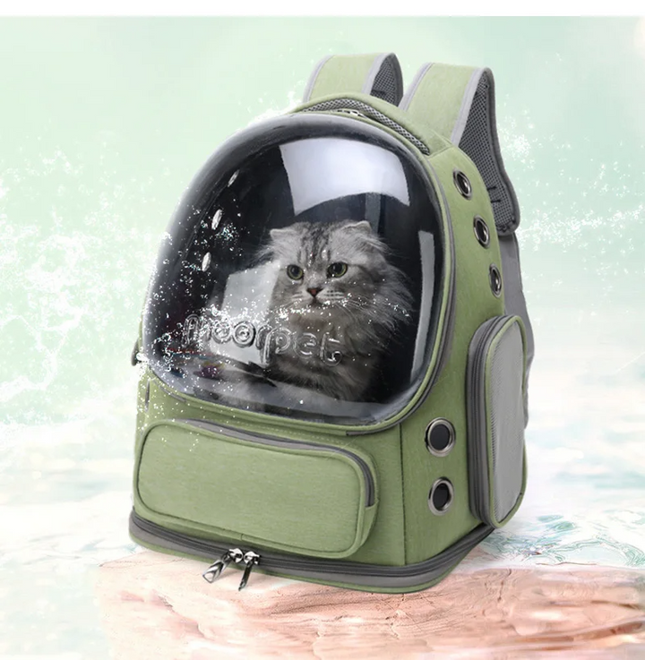 "Transparante dierenvervoer rugzak met ademende ventilatie, ergonomische riemen, ideaal voor kleine huisdieren, blauw"