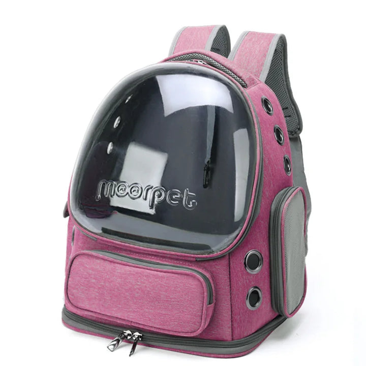 "Transparante dierenvervoer rugzak met ademende ventilatie, ergonomische riemen, ideaal voor kleine huisdieren, blauw"