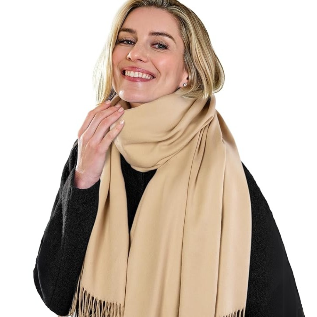 "Trendy dames Pashmina sjaal, elegant ontwerp, zijdezachte stof, rijke details, ideaal als sjaal, omslagdoek of stola."