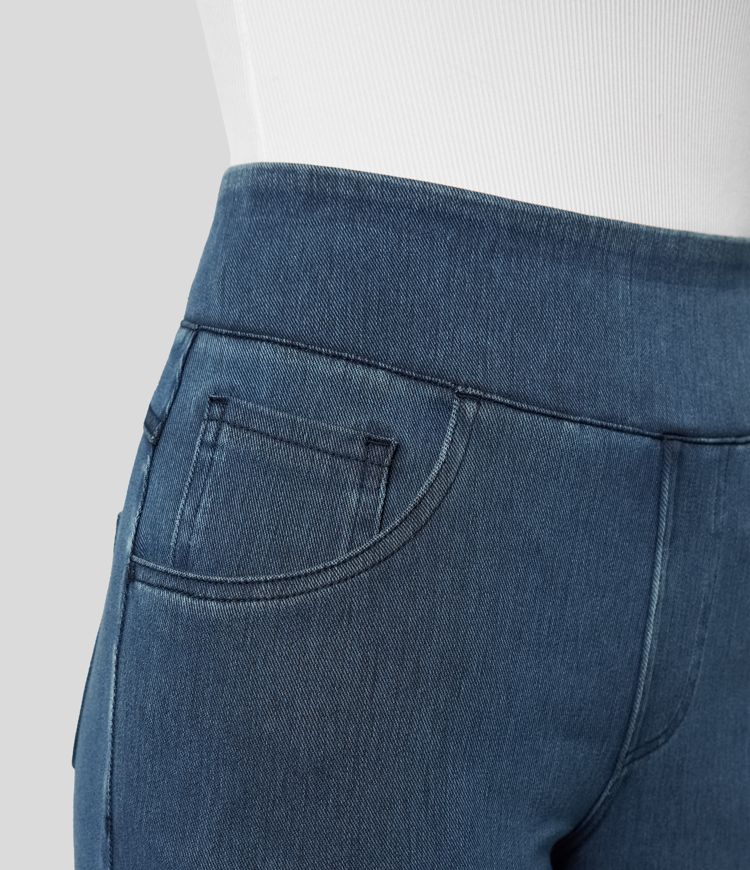 Trendy hoge taille broek met elastische band en ademende stretchstof, geschikt voor zowel dagelijks comfort als stijlvolle ou