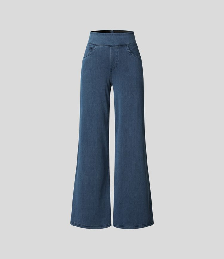 Trendy hoge taille broek met elastische band en ademende stretchstof, geschikt voor zowel dagelijks comfort als stijlvolle ou