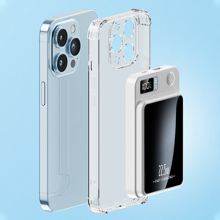 Ultradunne 20000mAh powerbank met snel laadvermogen, LED-display en ruimtebesparend ontwerp, ideaal voor onderweg.