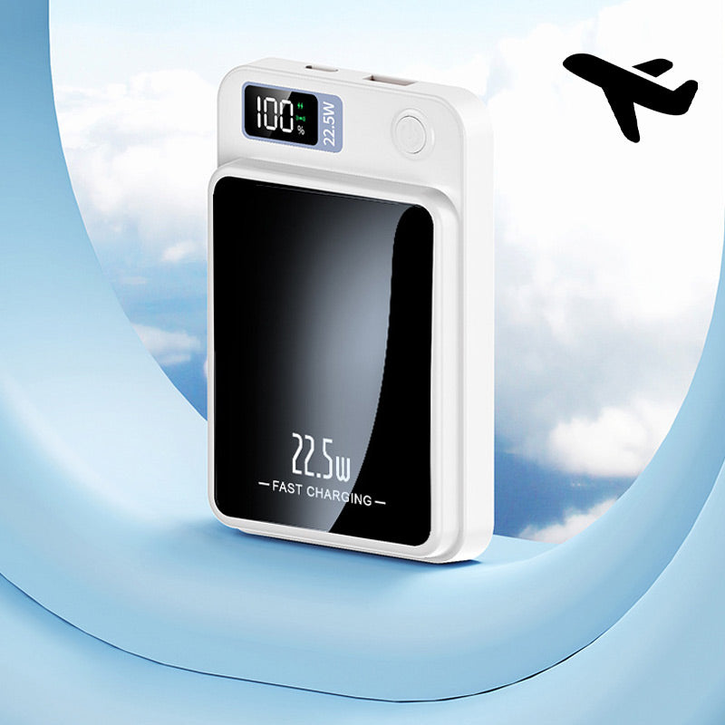 Ultradunne 20000mAh powerbank met snel laadvermogen, LED-display en ruimtebesparend ontwerp, ideaal voor onderweg.
