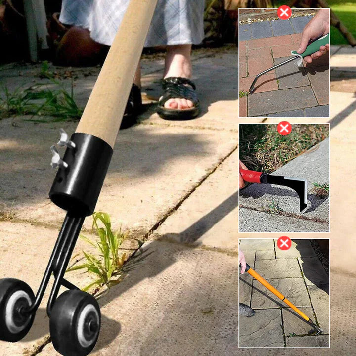 "Ultrasterke Onkruidwieder op zwart ijzer, ergonomisch ontwerp voor eenvoudig onkruid verwijderen in de tuin zonder bukken."