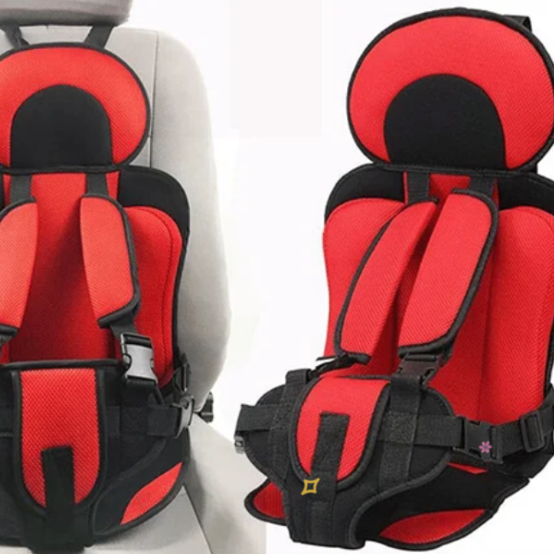 "Veilig verstelbaar autostoeltje, stijlvol beige met gordelsysteem, voor comfort en bescherming van baby tot peuter."