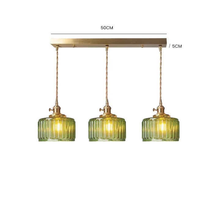 "Verstelbare vintage glazen hanglamp met chique uitstraling voor elegante interieurverlichting. Diameter 30 cm, hoogte 50-100
