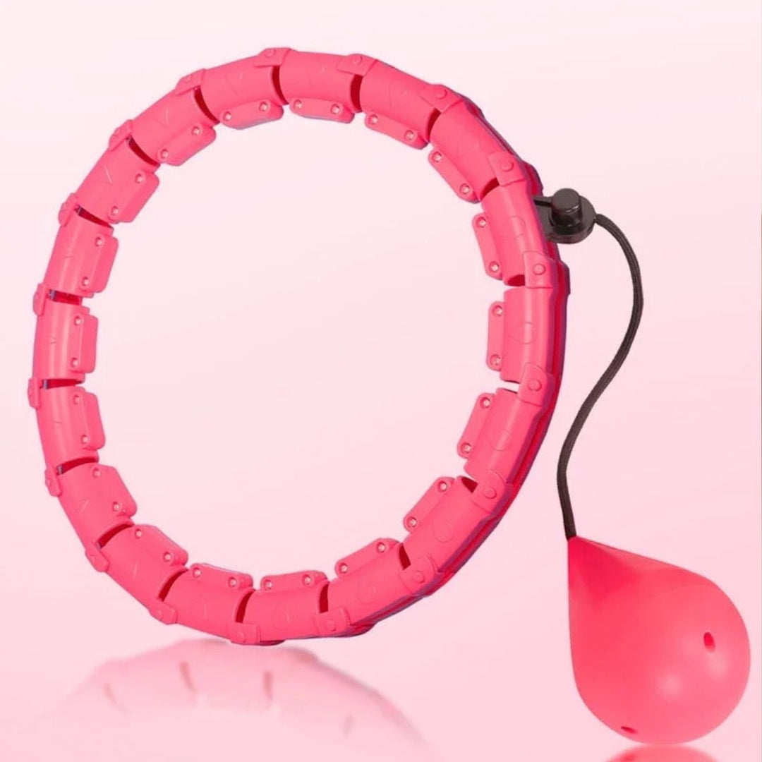 "Verzwaarde hula hoop met massagekoppen en verstelbare schakels, ideaal voor full-body workout en vetverbranding."