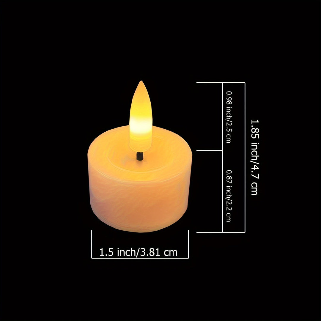 "Vlamloze theelichtjes met knipperend effect, afstandsbediening en dimbare timer, veilig en sfeervol voor elke ruimte."