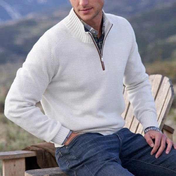 "Warme cashmere turtleneck herentrui voor heren, stijlvolle en elegante look perfect voor koude maanden."